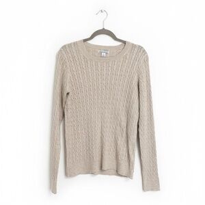 Amazon Essentials Cream Cable Knit Crewneck Sweater Size L